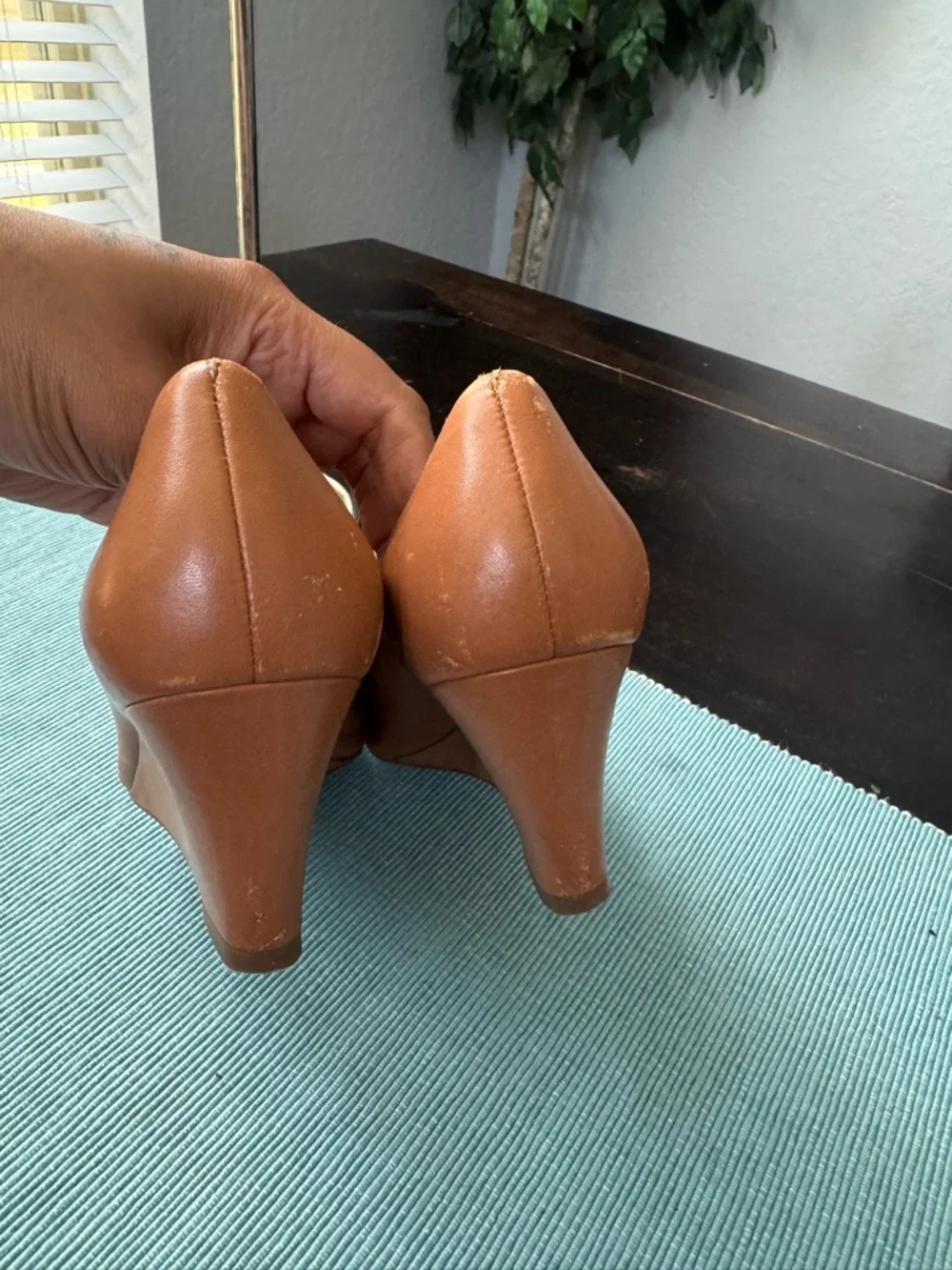Tory Burch tan wedge sandals size 5.5